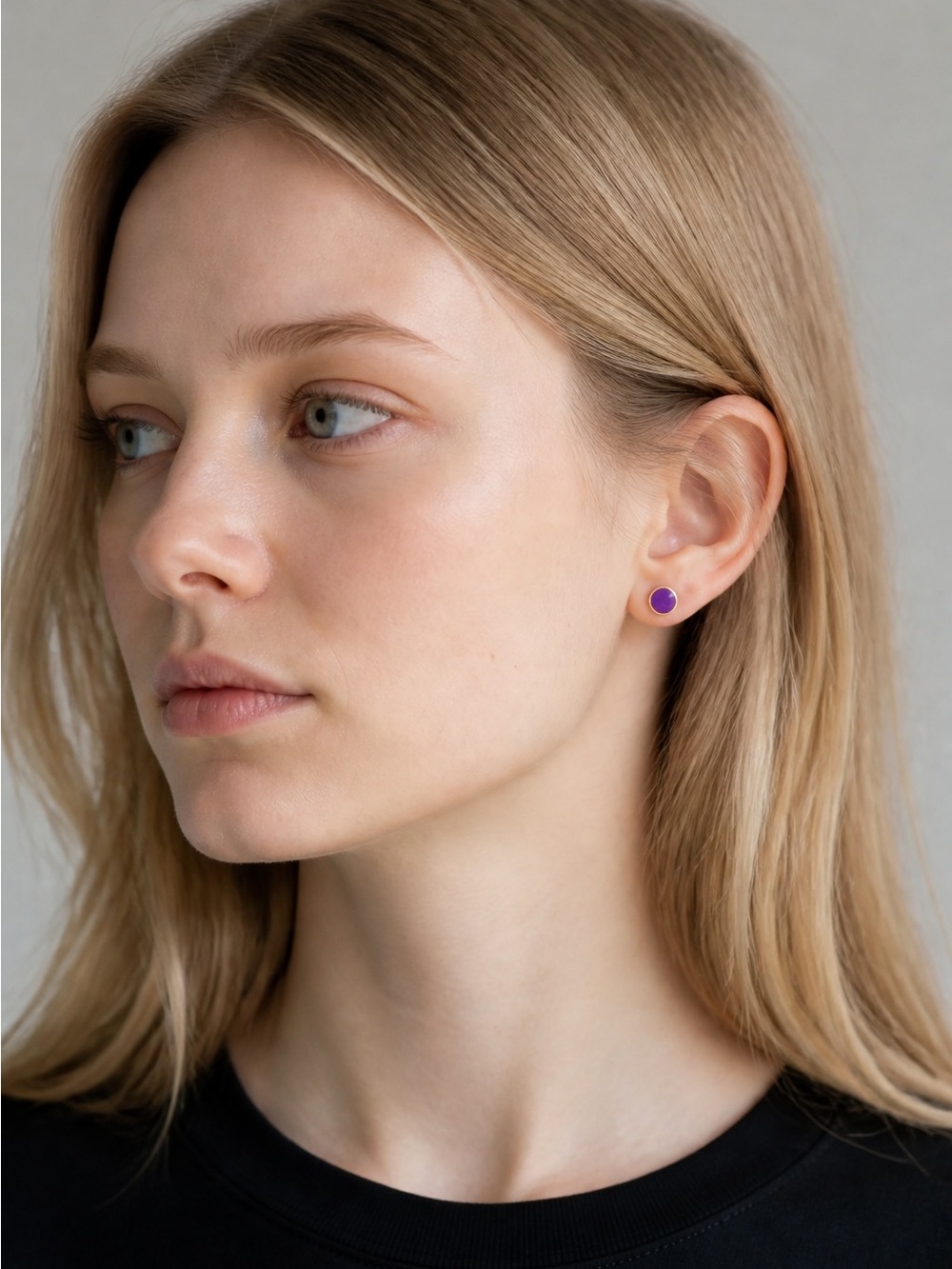 Minimal Purple Round Stud Earrings for Women